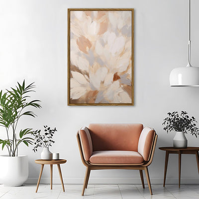 Canvas Wall Art Stretched Over Wooden Frame with Floating Frame and Floral Design Painting CV4156 - Al Rugaib Furniture