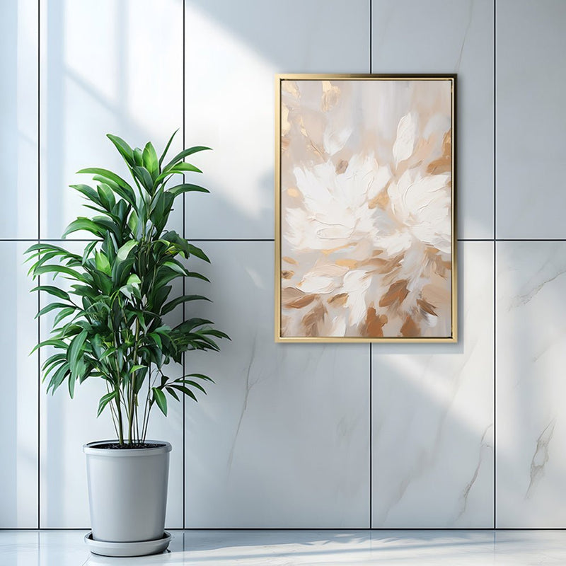 Canvas Wall Art Stretched Over Wooden Frame with Floating Frame and Floral Pattern Painting CV4157 - Al Rugaib Furniture