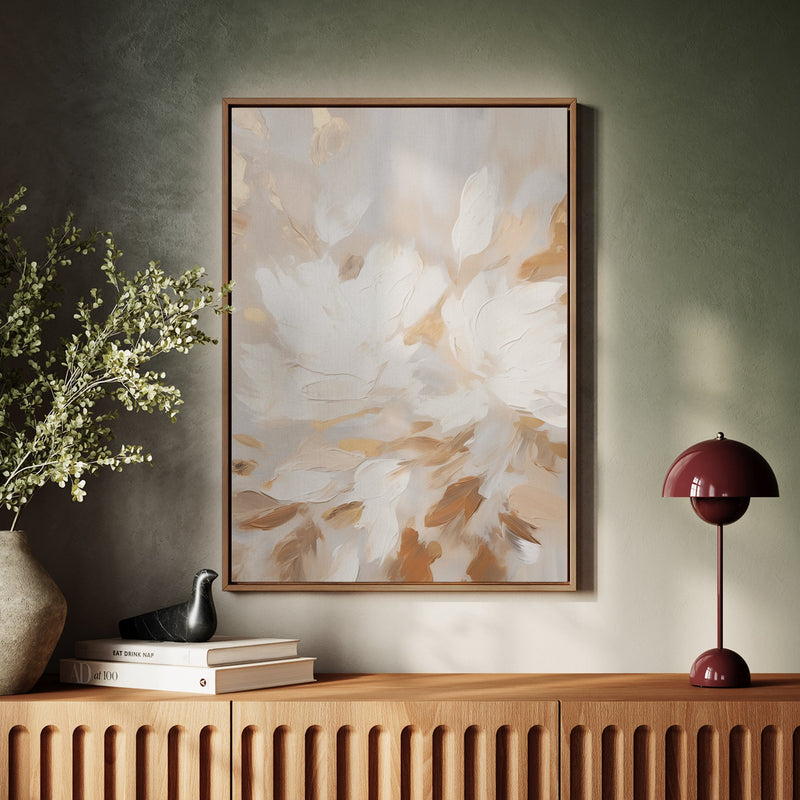 Canvas Wall Art Stretched Over Wooden Frame with Floating Frame and Floral Pattern Painting CV4157 - Al Rugaib Furniture