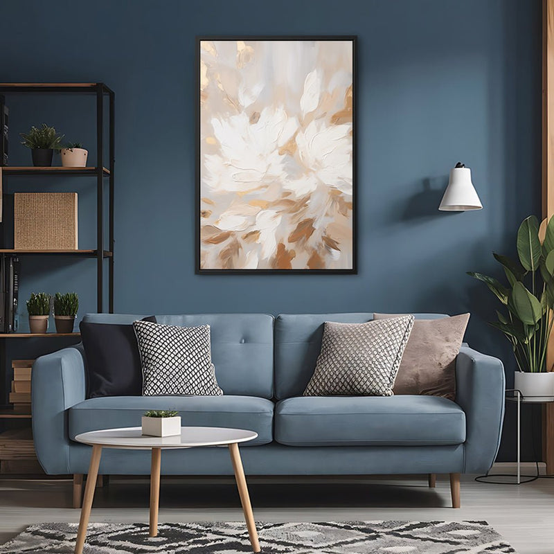 Canvas Wall Art Stretched Over Wooden Frame with Floating Frame and Floral Pattern Painting CV4157 - Al Rugaib Furniture