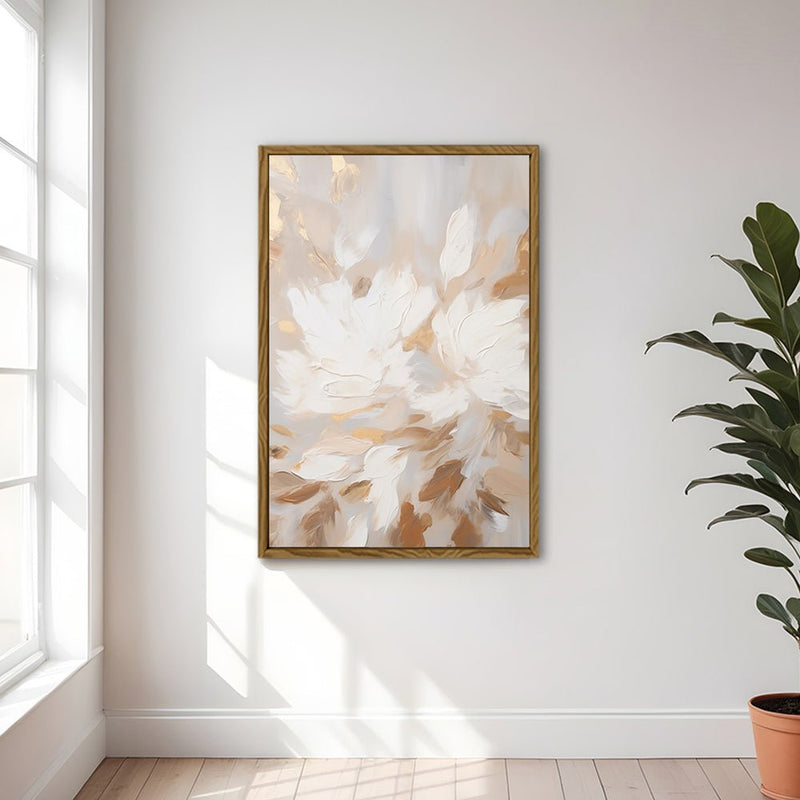 Canvas Wall Art Stretched Over Wooden Frame with Floating Frame and Floral Pattern Painting CV4157 - Al Rugaib Furniture
