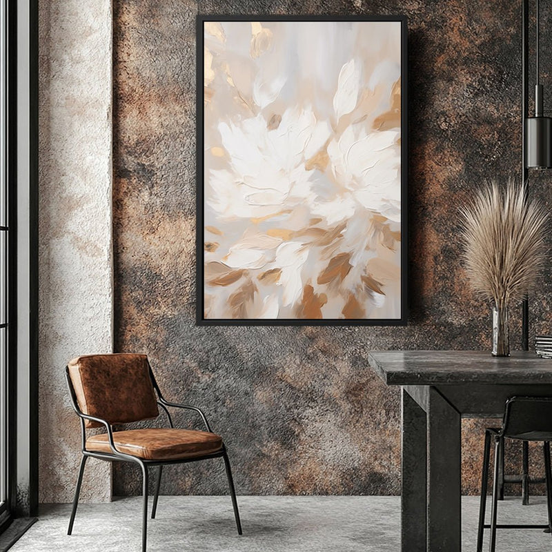 Canvas Wall Art Stretched Over Wooden Frame with Floating Frame and Floral Pattern Painting CV4157 - Al Rugaib Furniture