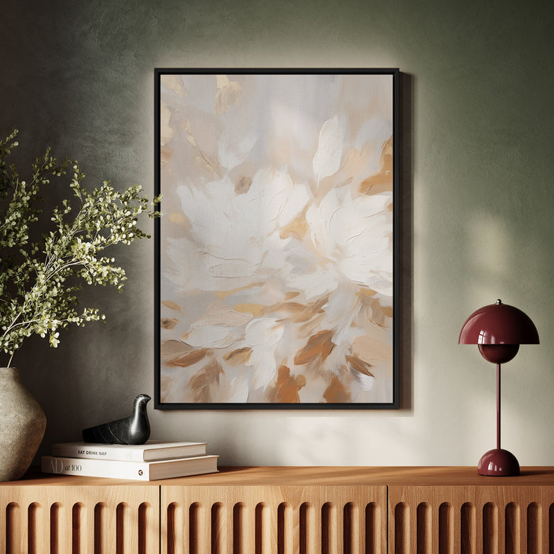 Canvas Wall Art Stretched Over Wooden Frame with Floating Frame and Floral Pattern Painting CV4157 - Al Rugaib Furniture