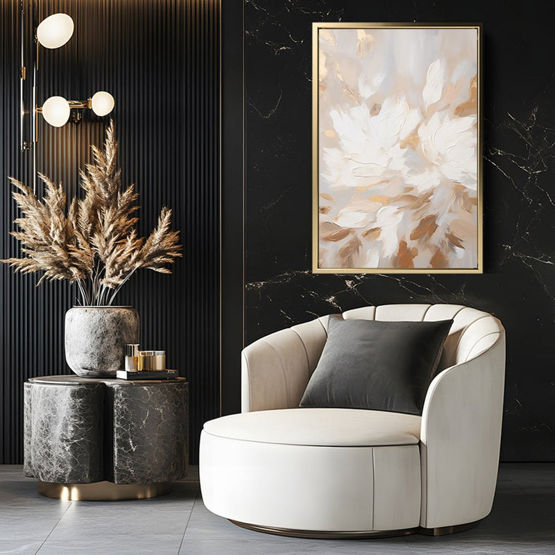 Canvas Wall Art Stretched Over Wooden Frame with Floating Frame and Floral Pattern Painting CV4157 - Al Rugaib Furniture