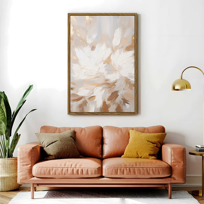 Canvas Wall Art Stretched Over Wooden Frame with Floating Frame and Floral Pattern Painting CV4157 - Al Rugaib Furniture