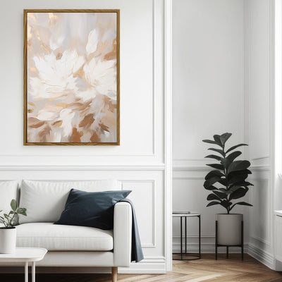 Canvas Wall Art Stretched Over Wooden Frame with Floating Frame and Floral Pattern Painting CV4157 - Al Rugaib Furniture