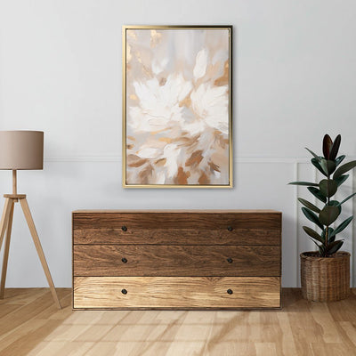 Canvas Wall Art Stretched Over Wooden Frame with Floating Frame and Floral Pattern Painting CV4157 - Al Rugaib Furniture