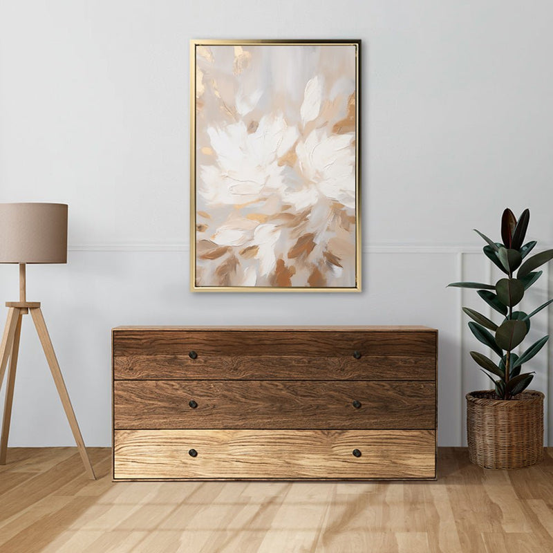 Canvas Wall Art Stretched Over Wooden Frame with Floating Frame and Floral Pattern Painting CV4157 - Al Rugaib Furniture
