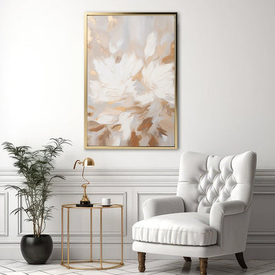 Canvas Wall Art Stretched Over Wooden Frame with Floating Frame and Floral Pattern Painting CV4157 - Al Rugaib Furniture