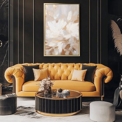 Canvas Wall Art Stretched Over Wooden Frame with Floating Frame and Floral Pattern Painting CV4157 - Al Rugaib Furniture