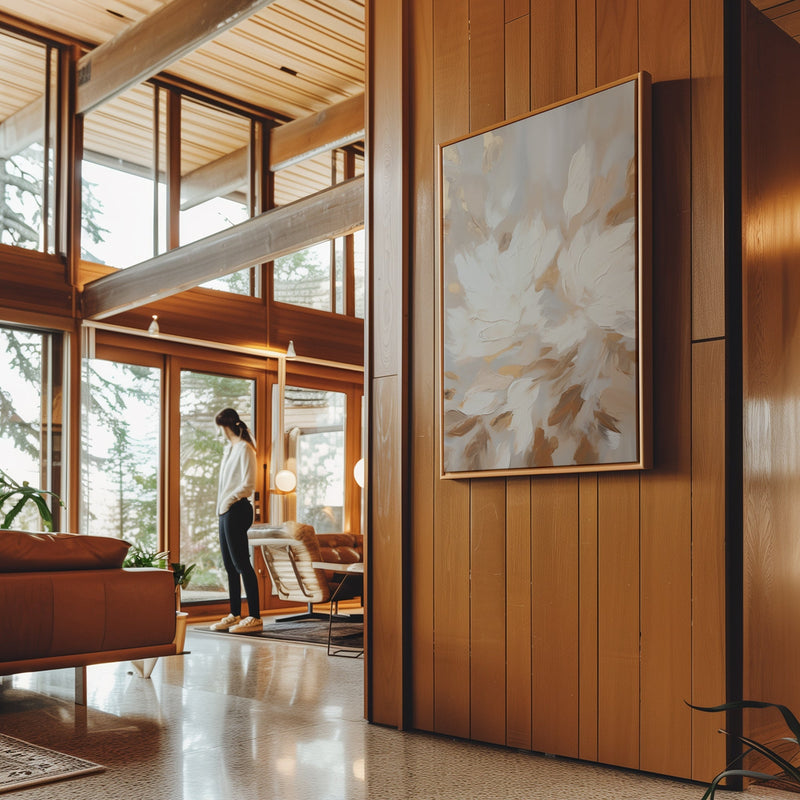 Canvas Wall Art Stretched Over Wooden Frame with Floating Frame and Floral Pattern Painting CV4157 - Al Rugaib Furniture