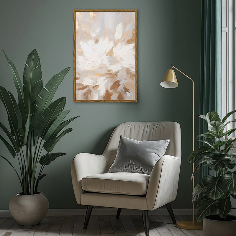 Canvas Wall Art Stretched Over Wooden Frame with Floating Frame and Floral Pattern Painting CV4157 - Al Rugaib Furniture