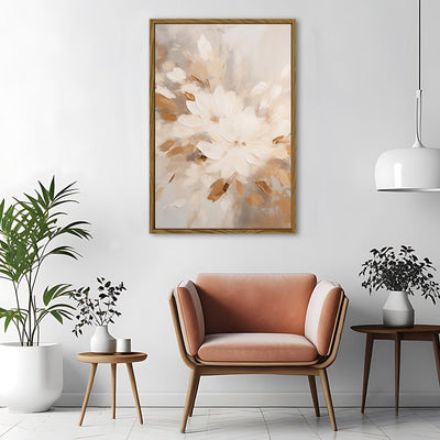 Canvas Wall Art Stretched Over Wooden Frame with Floating Frame and Flowers Painting CV4158 - Al Rugaib Furniture