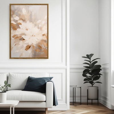 Canvas Wall Art Stretched Over Wooden Frame with Floating Frame and Flowers Painting CV4158 - Al Rugaib Furniture
