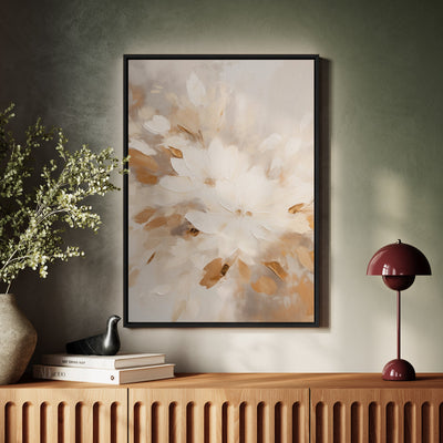 Canvas Wall Art Stretched Over Wooden Frame with Floating Frame and Flowers Painting CV4158 - Al Rugaib Furniture