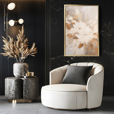 Canvas Wall Art Stretched Over Wooden Frame with Floating Frame and Flowers Painting CV4158 - Al Rugaib Furniture