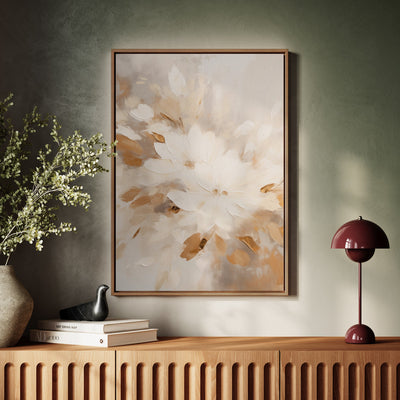 Canvas Wall Art Stretched Over Wooden Frame with Floating Frame and Flowers Painting CV4158 - Al Rugaib Furniture