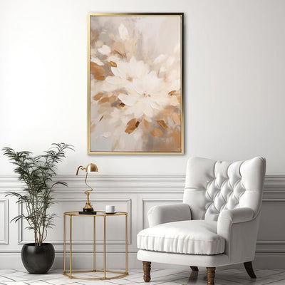 Canvas Wall Art Stretched Over Wooden Frame with Floating Frame and Flowers Painting CV4158 - Al Rugaib Furniture