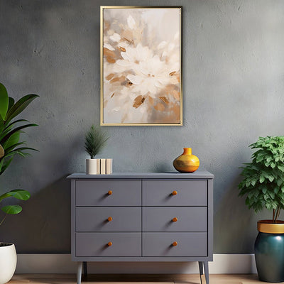 Canvas Wall Art Stretched Over Wooden Frame with Floating Frame and Flowers Painting CV4158 - Al Rugaib Furniture