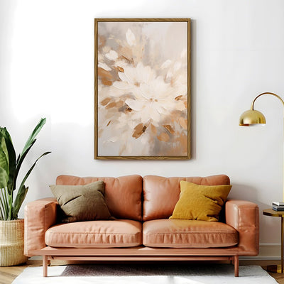 Canvas Wall Art Stretched Over Wooden Frame with Floating Frame and Flowers Painting CV4158 - Al Rugaib Furniture