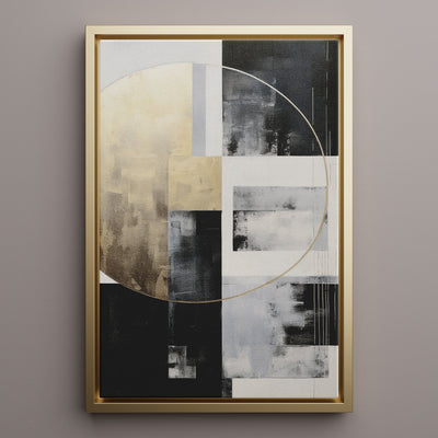 Canvas Wall Art Stretched Over Wooden Frame with Floating Frame and Gold Circle Painting CV4159 - Al Rugaib Furniture