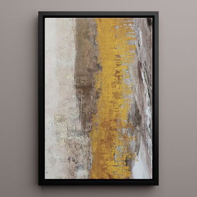 Canvas Wall Art Stretched Over Wooden Frame with Floating Frame and Gold Dust Abstract Painting CV4160 - Al Rugaib Furniture