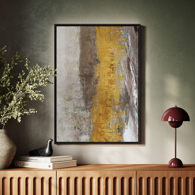 Canvas Wall Art Stretched Over Wooden Frame with Floating Frame and Gold Dust Abstract Painting CV4160 - Al Rugaib Furniture