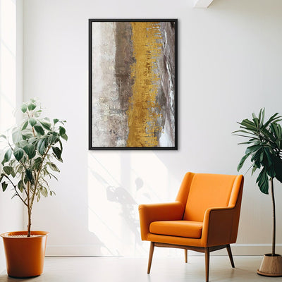 Canvas Wall Art Stretched Over Wooden Frame with Floating Frame and Gold Dust Abstract Painting CV4160 - Al Rugaib Furniture
