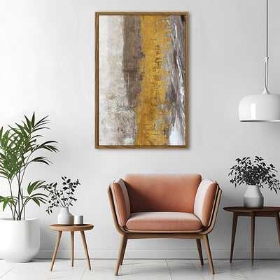 Canvas Wall Art Stretched Over Wooden Frame with Floating Frame and Gold Dust Abstract Painting CV4160 - Al Rugaib Furniture