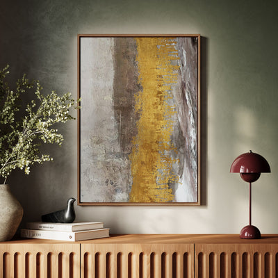Canvas Wall Art Stretched Over Wooden Frame with Floating Frame and Gold Dust Abstract Painting CV4160 - Al Rugaib Furniture