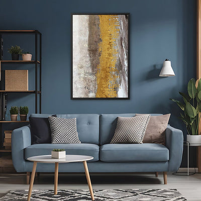 Canvas Wall Art Stretched Over Wooden Frame with Floating Frame and Gold Dust Abstract Painting CV4160 - Al Rugaib Furniture