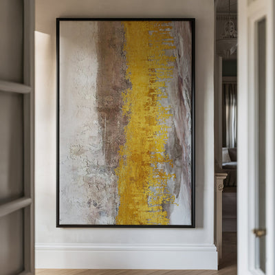 Canvas Wall Art Stretched Over Wooden Frame with Floating Frame and Gold Dust Abstract Painting CV4160 - Al Rugaib Furniture