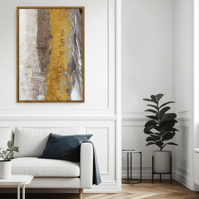 Canvas Wall Art Stretched Over Wooden Frame with Floating Frame and Gold Dust Abstract Painting CV4160 - Al Rugaib Furniture