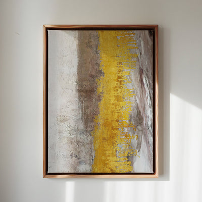 Canvas Wall Art Stretched Over Wooden Frame with Floating Frame and Gold Dust Abstract Painting CV4160 - Al Rugaib Furniture
