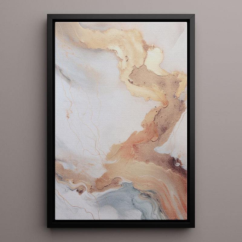 Canvas Wall Art Stretched Over Wooden Frame with Floating Frame and Gold Marble Painting CV4161 - Al Rugaib Furniture