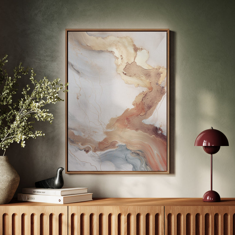 Canvas Wall Art Stretched Over Wooden Frame with Floating Frame and Gold Marble Painting CV4161 - Al Rugaib Furniture