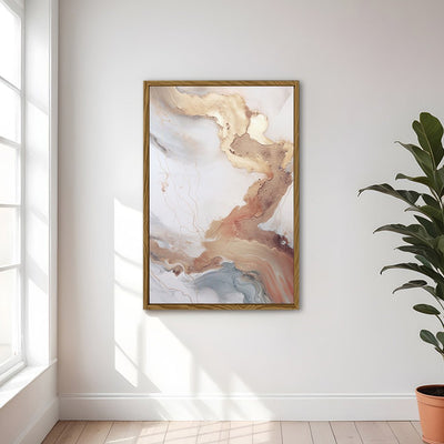 Canvas Wall Art Stretched Over Wooden Frame with Floating Frame and Gold Marble Painting CV4161 - Al Rugaib Furniture