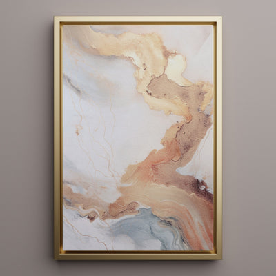 Canvas Wall Art Stretched Over Wooden Frame with Floating Frame and Gold Marble Painting CV4161 - Al Rugaib Furniture