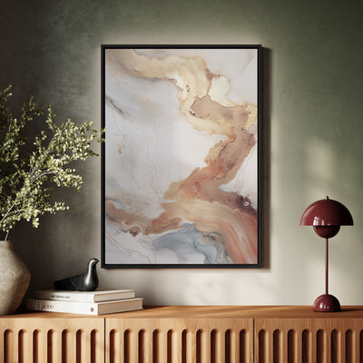 Canvas Wall Art Stretched Over Wooden Frame with Floating Frame and Gold Marble Painting CV4161 - Al Rugaib Furniture