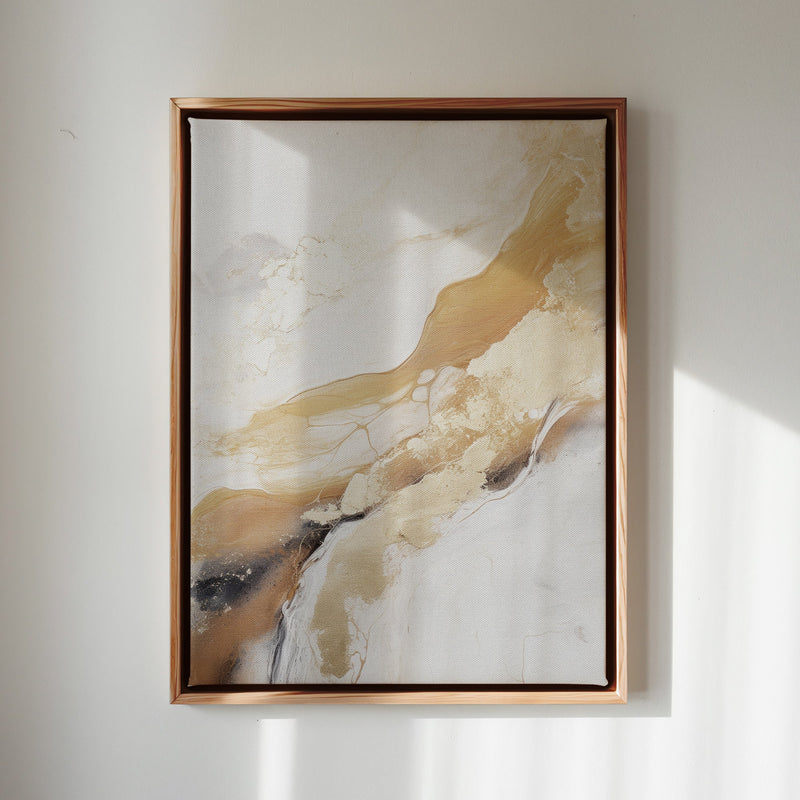Canvas Wall Art Stretched Over Wooden Frame with Floating Frame and Gold Marble Painting CV4162 - Al Rugaib Furniture