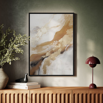 Canvas Wall Art Stretched Over Wooden Frame with Floating Frame and Gold Marble Painting CV4162 - Al Rugaib Furniture