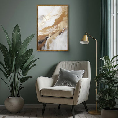 Canvas Wall Art Stretched Over Wooden Frame with Floating Frame and Gold Marble Painting CV4162 - Al Rugaib Furniture