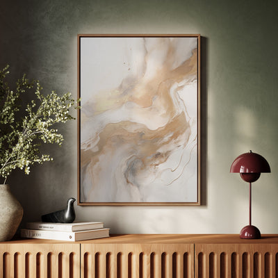 Canvas Wall Art Stretched Over Wooden Frame with Floating Frame and Gold Marble Painting CV4163 - Al Rugaib Furniture