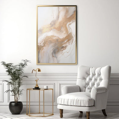 Canvas Wall Art Stretched Over Wooden Frame with Floating Frame and Gold Marble Painting CV4163 - Al Rugaib Furniture