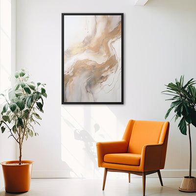 Canvas Wall Art Stretched Over Wooden Frame with Floating Frame and Gold Marble Painting CV4163 - Al Rugaib Furniture