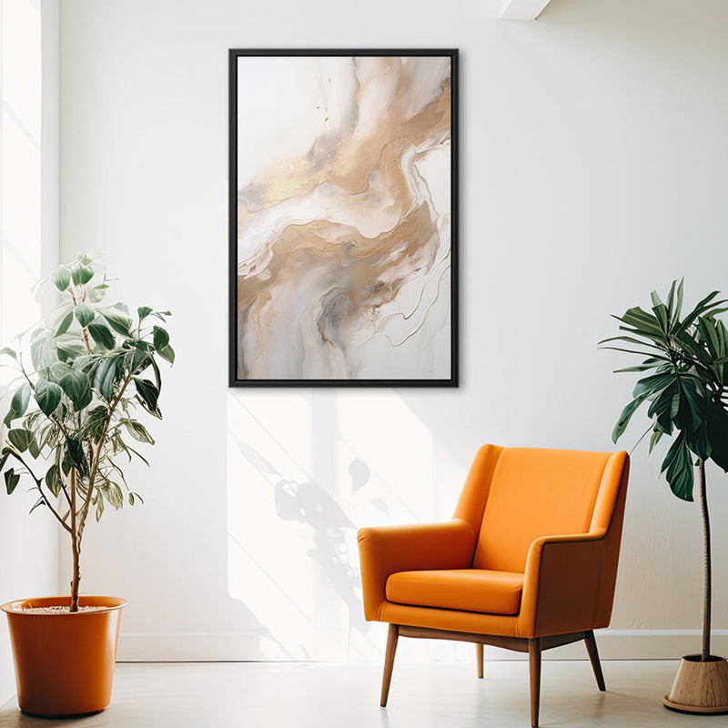 Canvas Wall Art Stretched Over Wooden Frame with Floating Frame and Gold Marble Painting CV4163 - Al Rugaib Furniture