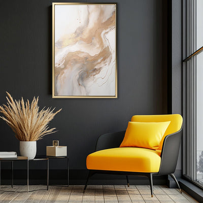 Canvas Wall Art Stretched Over Wooden Frame with Floating Frame and Gold Marble Painting CV4163 - Al Rugaib Furniture