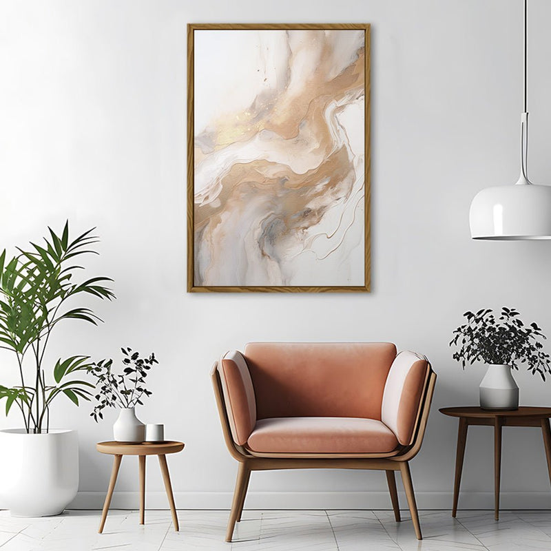 Canvas Wall Art Stretched Over Wooden Frame with Floating Frame and Gold Marble Painting CV4163 - Al Rugaib Furniture