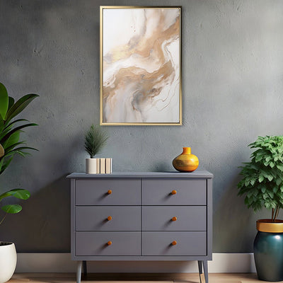 Canvas Wall Art Stretched Over Wooden Frame with Floating Frame and Gold Marble Painting CV4163 - Al Rugaib Furniture