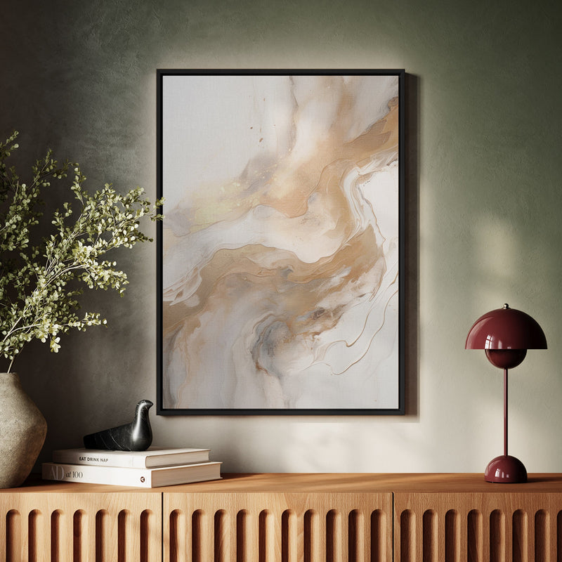 Canvas Wall Art Stretched Over Wooden Frame with Floating Frame and Gold Marble Painting CV4163 - Al Rugaib Furniture